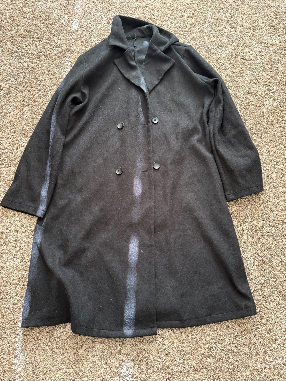 SHEIN Black Double-Breasted Pea Coat